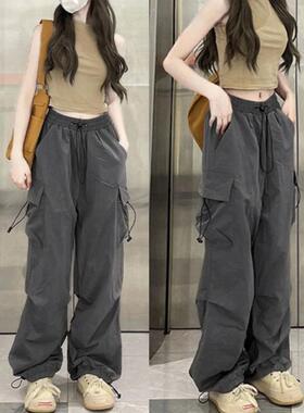 150小个子工装裤女款2025新款秋冬季加绒阔腿裤美式休闲裤145xxs