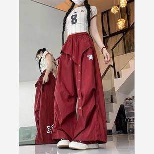 设计感爵士舞速干伞兵工装裤女夏季薄款嘻哈风休闲裤辣妹运动长裤