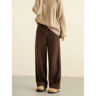 162cm以上身高穿 一体绒 女士坑条加绒直筒裤显瘦长裤秋冬款 女装