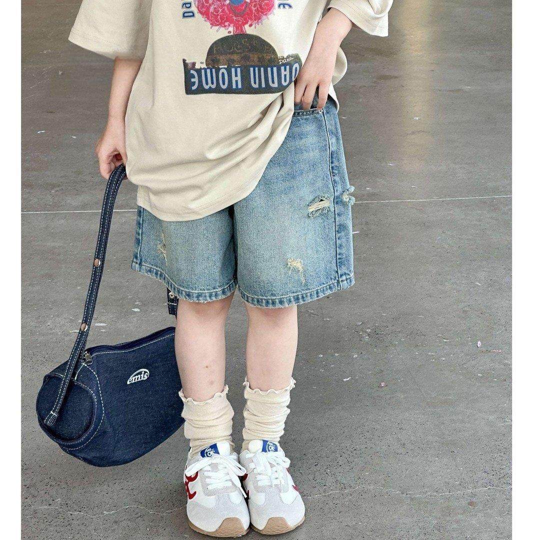 女童裤子中大童夏装新款宽松牛仔短裤潮牌童装小女孩洋派五分裤子,童装/婴儿装/亲子装,儿童牛仔裤,淘宝优惠券,粉丝福利购,淘宝优惠卷