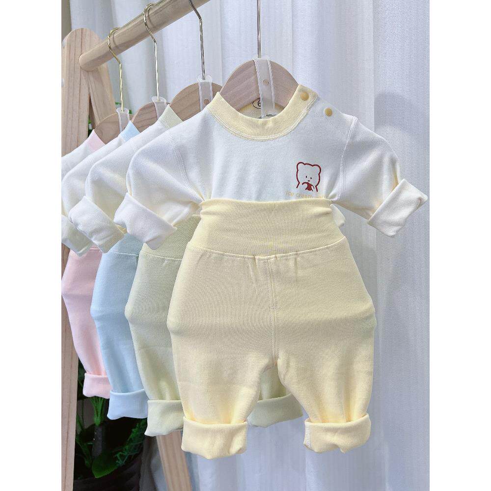 20309款加厚婴儿A类秋衣新生儿肩开高打底肚秋衣裤舒绒分体秋冬