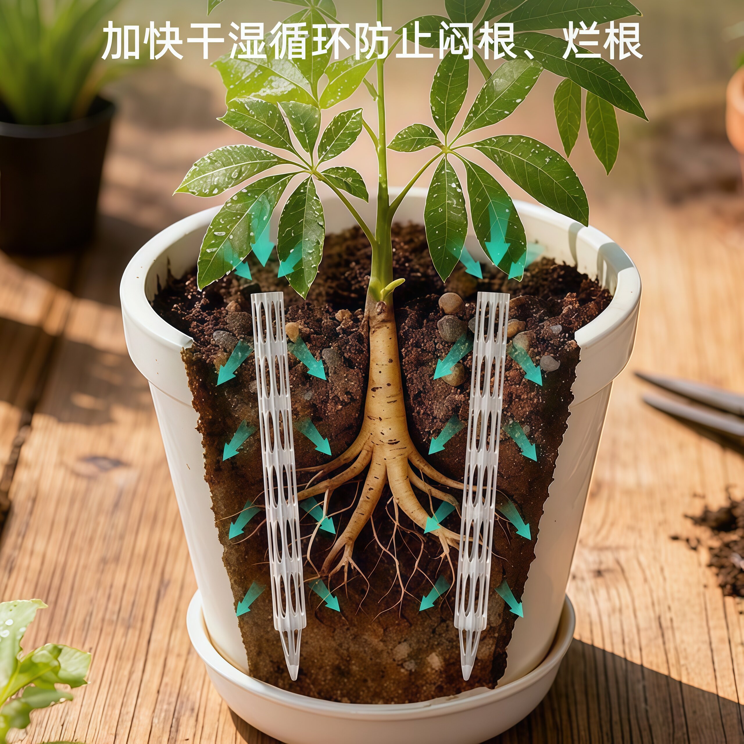 土壤透气施肥管花盆底部加长