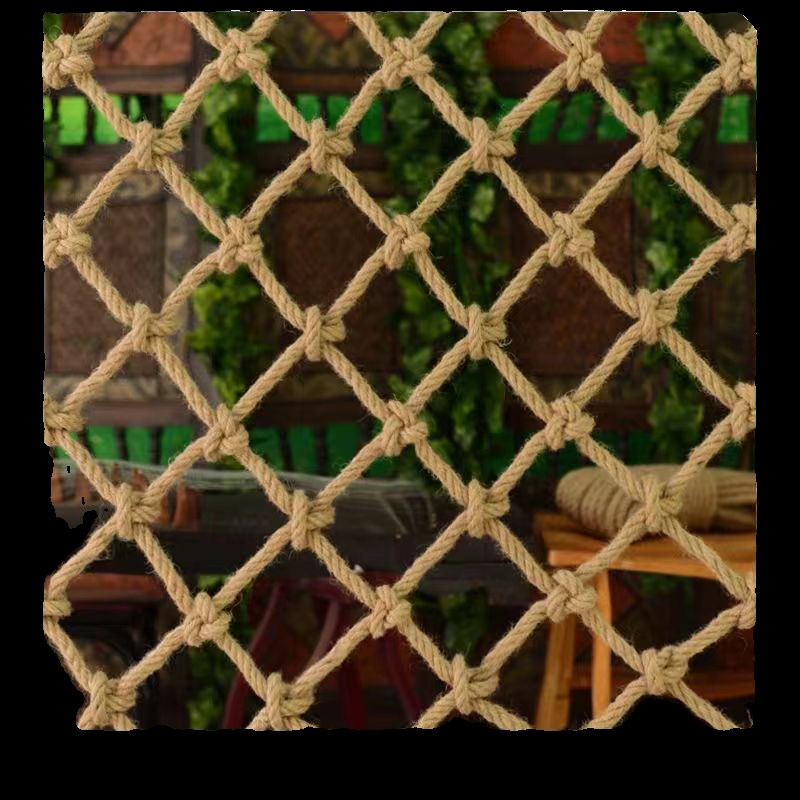 黄麻绳编织网 网格装饰网 麻绳网吊顶网顶棚隔断照片墙楼梯防护网