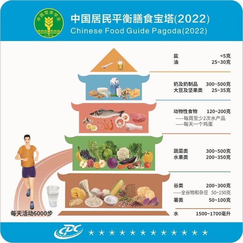 2022新版中国居民平衡膳食宝塔挂图蔬菜食物热量表儿童孕期墙贴纸