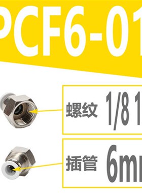 气动内螺纹直通接头PCF/8-02白色内牙快速快插气管空压机快接新灵