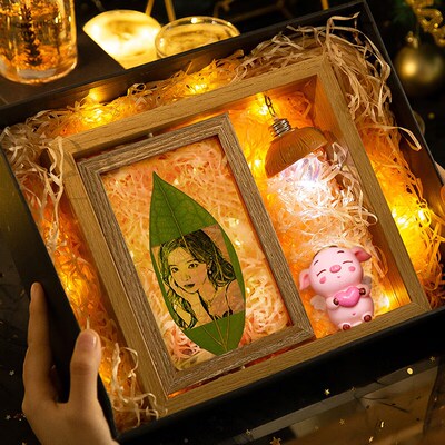 树叶雕刻照片定制diy相框送女生女朋友闺蜜有纪念意义的生日礼物