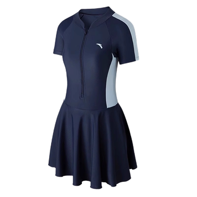 安踏小蛮腰游泳衣女士2025新款连体微胖遮肚显瘦保守大码温泉泳装