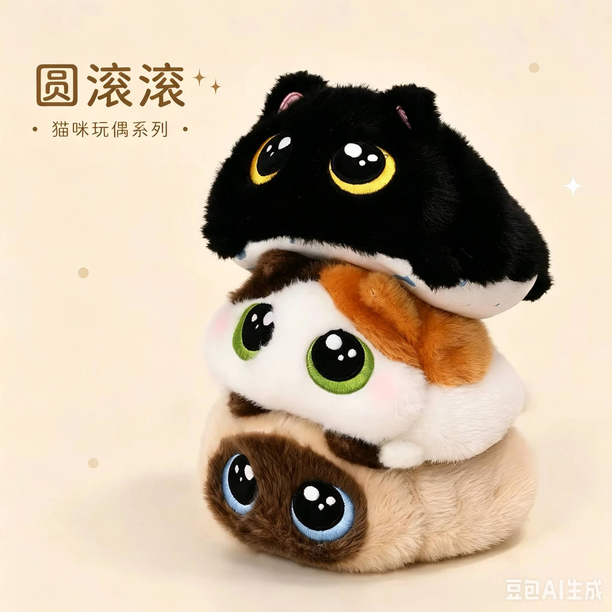 拉比泰原创胖嘟嘟叠叠乐猫咪毛绒