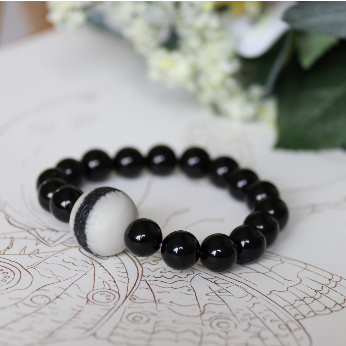 暗夜星辰黑曜石手串全新民族风