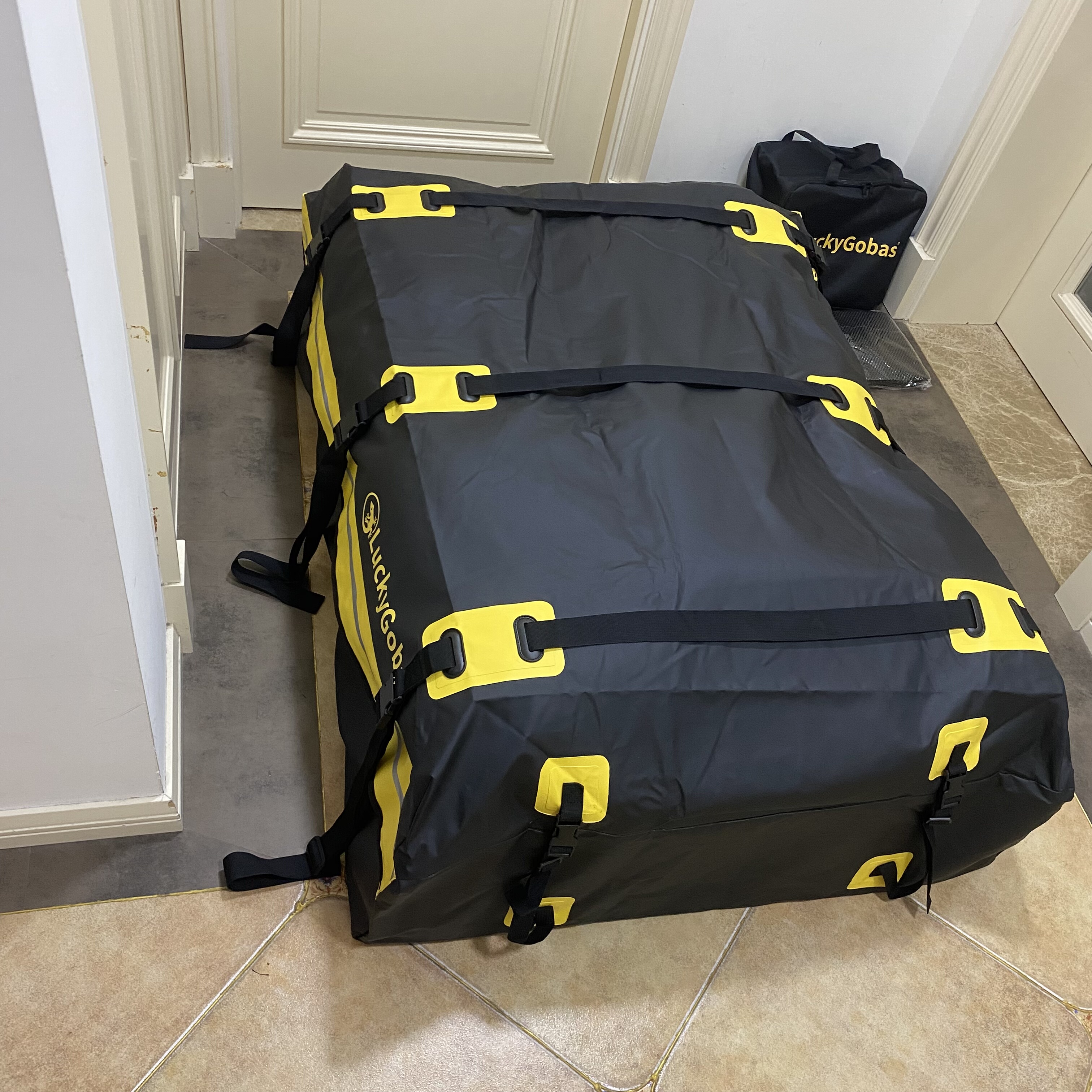 高端反光双重防暴雨黄色129公分汽车车顶包户外防水包pvc夹网革