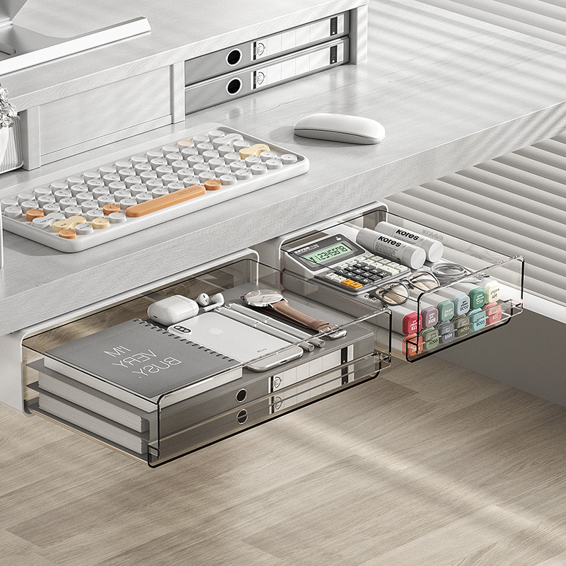 桌子抽屉式桌面化妆品收纳盒笔筒储物抽屉盒书桌置物架整理柜宿舍