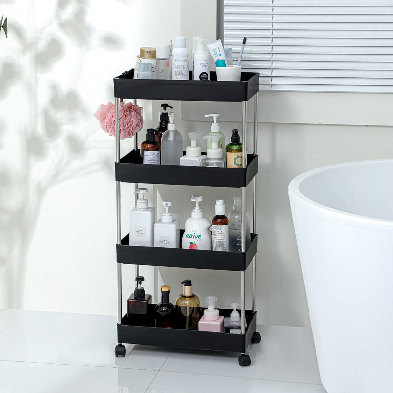 夹缝落地式卫生间收纳架浴室收纳多层储物架移动式客厅厨房置物架