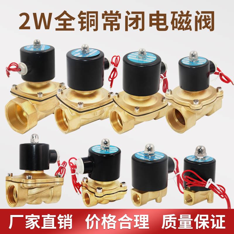 2W铜常闭电全磁阀水阀气阀气动开关AC220VD寸C24V2分4分6分1DN50