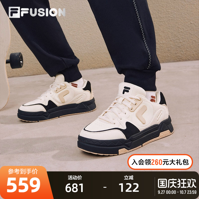 FILA FUSION斐乐潮牌BANK DX 情侣场下滑板鞋2023冬季时尚厚底鞋
