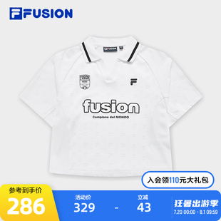 新款 FILA 2024夏季 FUSION斐乐潮牌女子针织短袖 透气翻领T恤 POLO衫