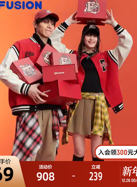 FILA FUSION斐乐潮牌外套龙年新年红色棒球服男女