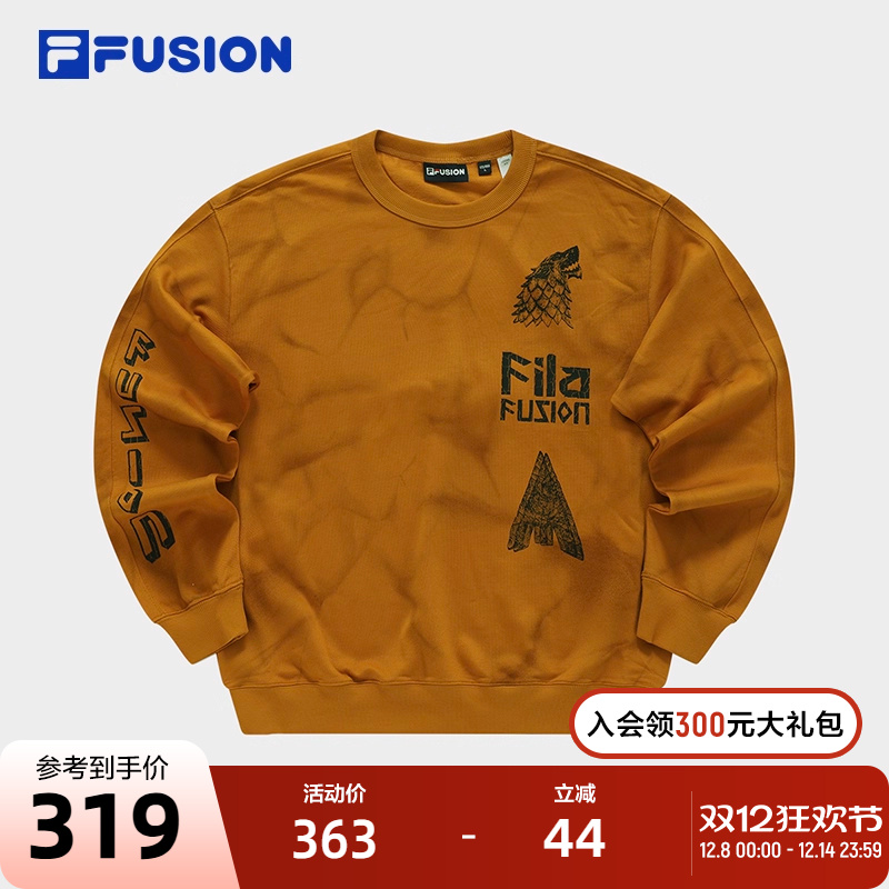 FILA FUSION斐乐潮牌男子针织套头衫2023冬时尚宽松纯棉卫衣