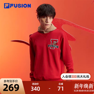 上衣 红色套头卫衣男子2024春新款 FILA FUSION斐乐潮牌龙年新年款
