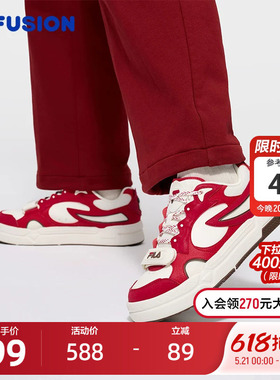 BANK丨FILA FUSION斐乐女士板鞋魔术贴2026新年红色女鞋运动鞋