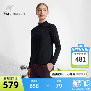 上衣2024冬新款 FILA JEAN联名系列斐乐女针织长袖 JAMES 加绒长T