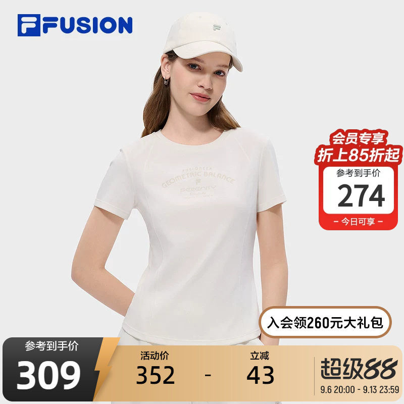FILA FUSION斐乐潮牌女子针织短袖衫2026夏季新款休闲简约修身T恤
