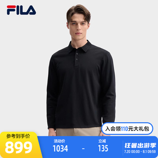 新款 FILA 2025春季 斐乐官方男子针织长袖 商务休闲基础上衣 POLO衫