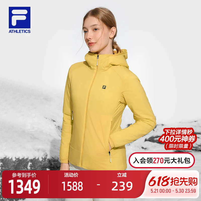 斐乐山锋茧FILA女子棉服2024冬新款户外运动连帽外套上衣