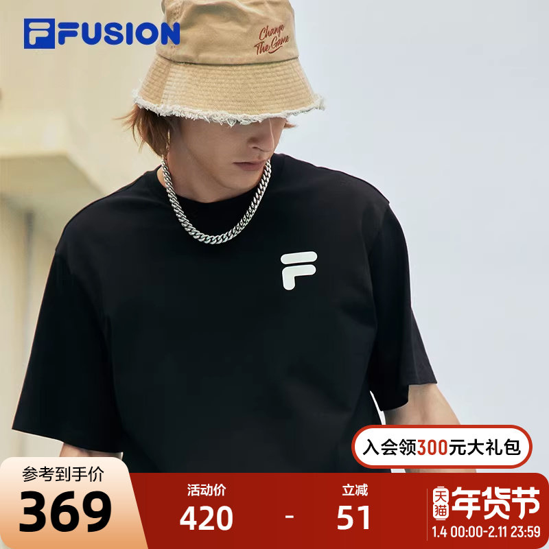 FILA FUSION斐乐情侣运动T恤2023夏纯棉宽松运动短袖上衣男女,运动服/休闲服装,运动T恤,淘宝优惠券,粉丝福利购,淘宝优惠卷
