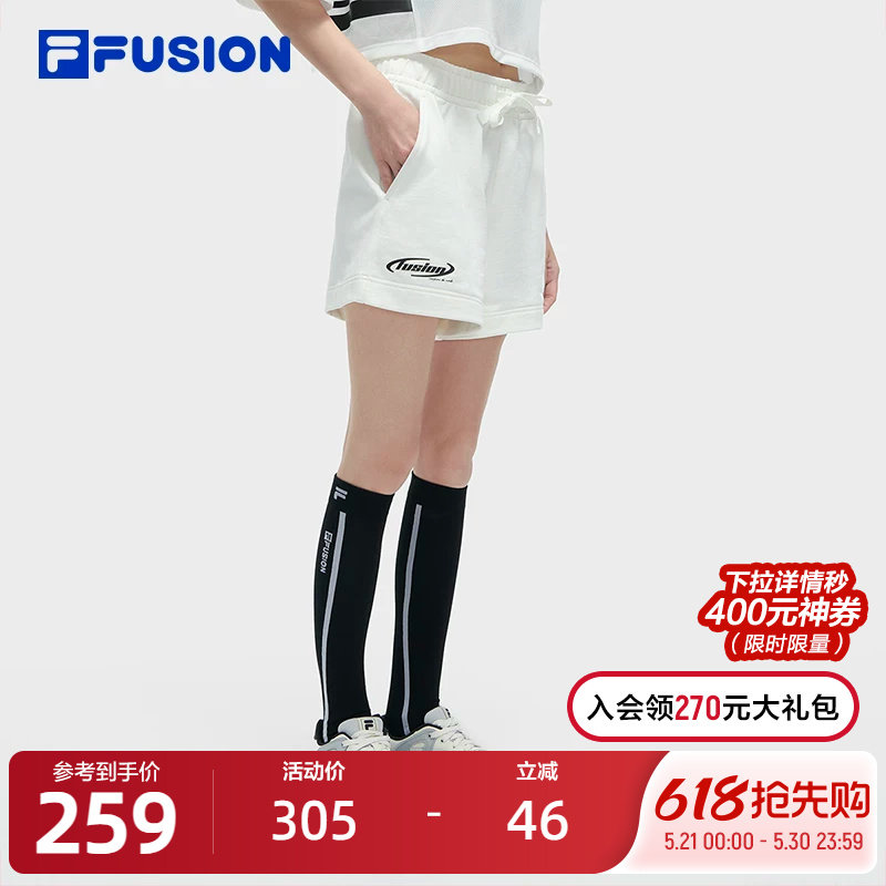 FILA FUSION斐乐潮牌针织短裤女2024夏季新款休闲时尚