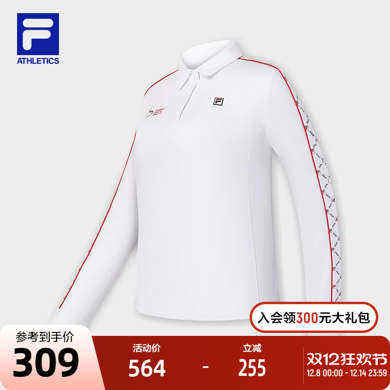 FILA 斐乐官方女子针织长袖POLO衫2023冬季简约网球运动上衣