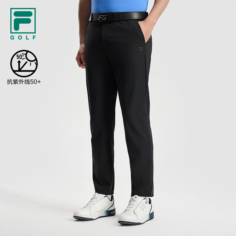 FILA 斐乐官方男士梭织长裤2025秋新款高尔夫运动基础防晒直口裤