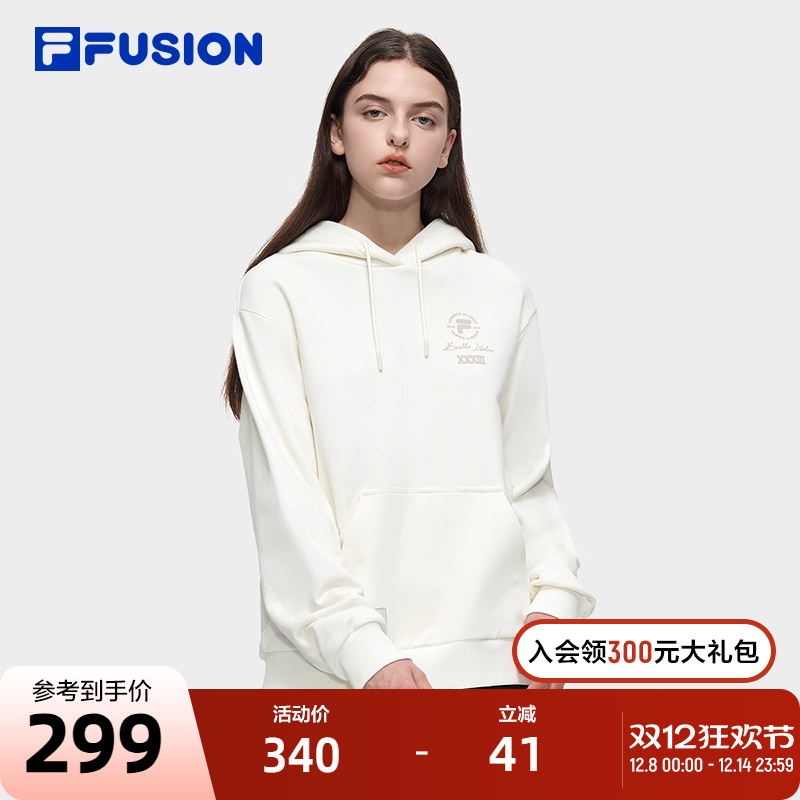 FILA FUSION斐乐潮牌女士卫衣2023冬时尚休闲潮流连帽套头衫