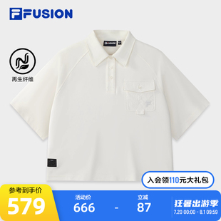 宽松短款 FILA 2025秋新款 FUSION斐乐潮牌女子针织短袖 上衣 POLO衫