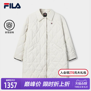 FILA 斐乐官方女士棉服2026春季新款休闲舒适绗缝中长款保暖外套
