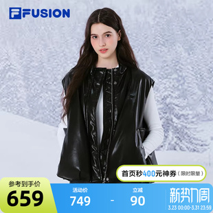 休闲舒适宽松上衣 时尚 FILA FUSION斐乐潮牌羽绒马甲女2025冬新款