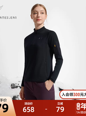 FILA X JAMES JEAN联名系列斐乐女针织长袖上衣2024冬新款加绒长T