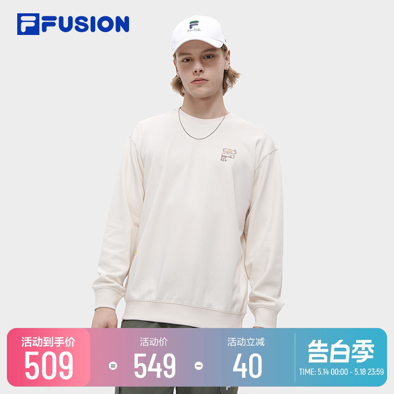 FILA FUSION斐乐潮牌套头卫衣情侣款2023秋季时尚宽松针织套头衫