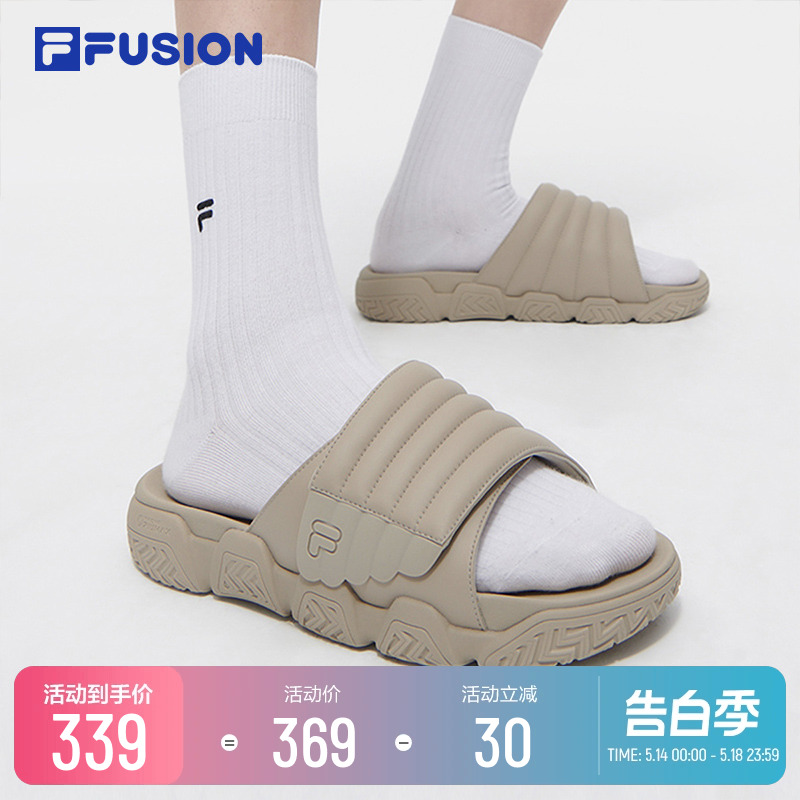 FILA FUSION斐乐官方潮牌男鞋面包拖鞋2024夏季新款厚底休闲凉拖-封面