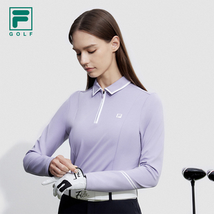 FILA 2023冬防晒高尔夫运动上衣 斐乐官方女子针织长袖 POLO衫