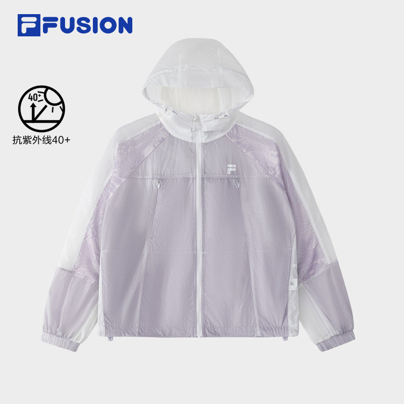 FILA FUSION斐乐潮牌梭织外套女2024秋新款时尚拼色连