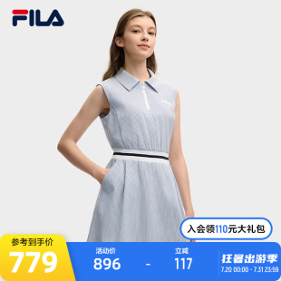 休闲基础无袖 时尚 翻领连身裙 斐乐官方女子连衣裙2025夏新款 FILA