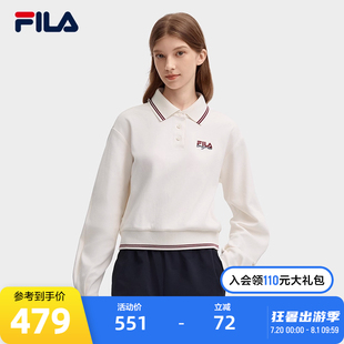 斐乐官方女子针织长袖 2024秋季 FILA POLO衫 休闲基础上衣 新款 时尚