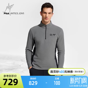 JEAN联名斐乐男长袖 王子奇同款 JAMES T恤2024冬滑雪半拉链 FILA