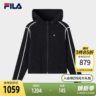 时尚 简约休闲舒适连帽上衣 斐乐官方女士编织外套2025冬新款 FILA