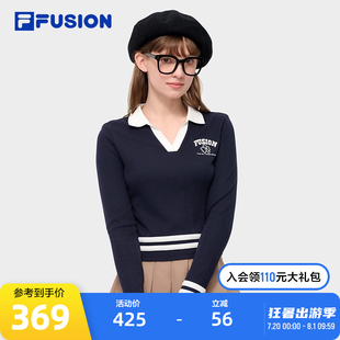 时尚 2024秋季 新款 上衣 V领修身 FUSION斐乐潮牌长袖 FILA POLO衫