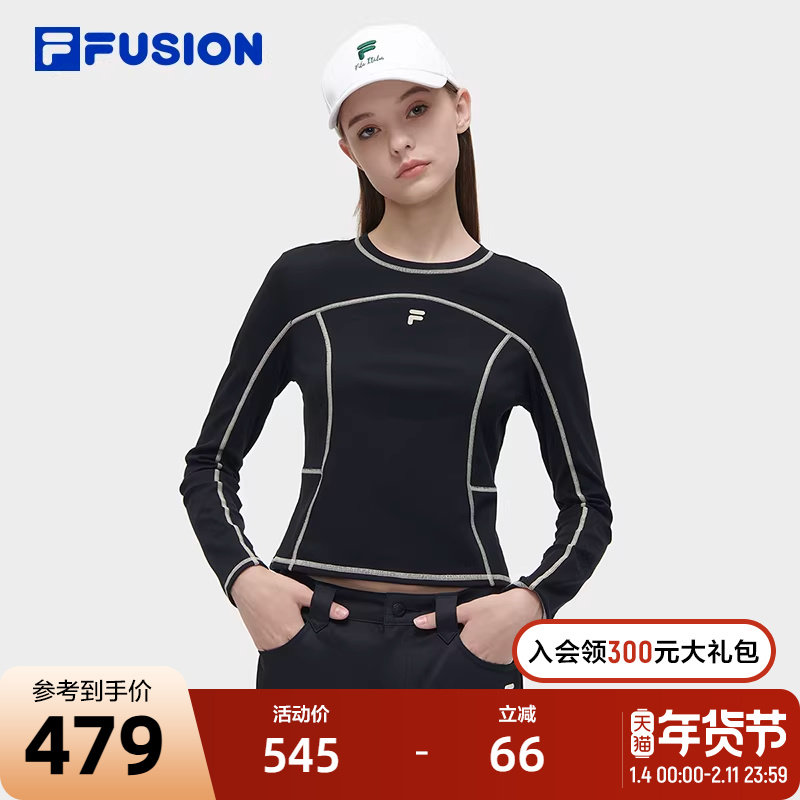 FILA FUSION斐乐潮牌女子针织长袖衫2024春新款修身内搭潮流长T女,运动服/休闲服装,运动T恤,淘宝优惠券,粉丝福利购,淘宝优惠卷