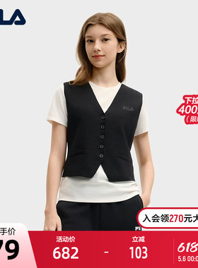 FILA X TIM LAHAN斐乐女编织衫2025夏新简约休闲舒适V领开衫马甲