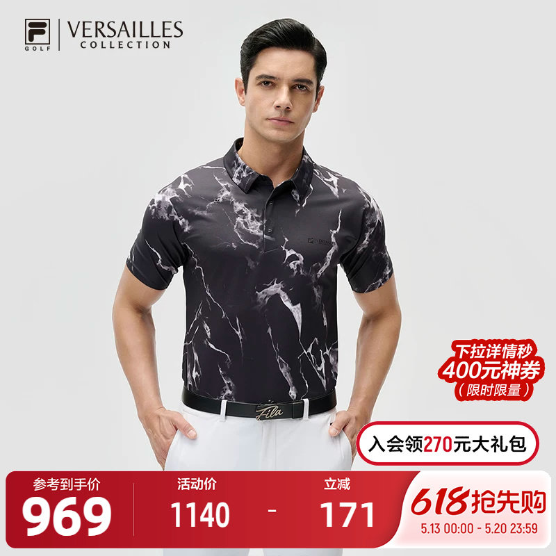 FILA 斐乐官方男子针织短袖POLO衫2024秋新款高尔夫运动