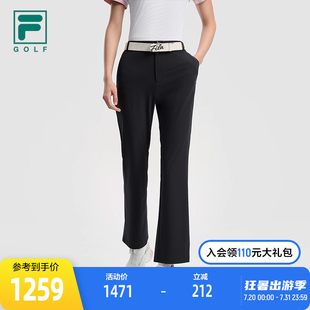 FILA 斐乐官方女士针织长裤 2025秋新款 高尔夫运动基础防晒喇叭裤