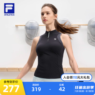 拼接外套 FILA 斐乐官方女士针织背心2024秋新款 健身运动修身 无袖